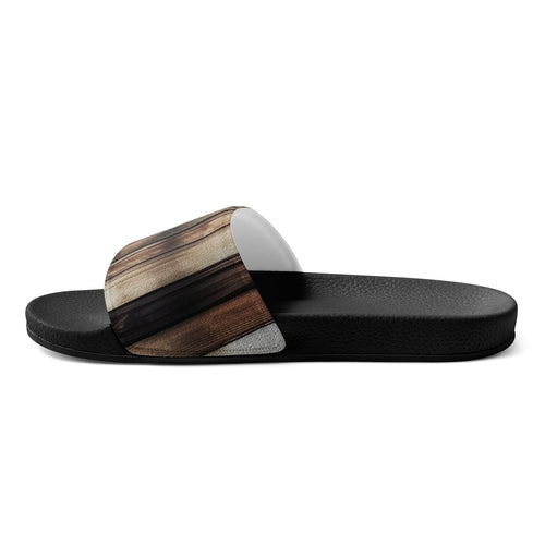 Women's Slides Natural Wood Grain Pattern